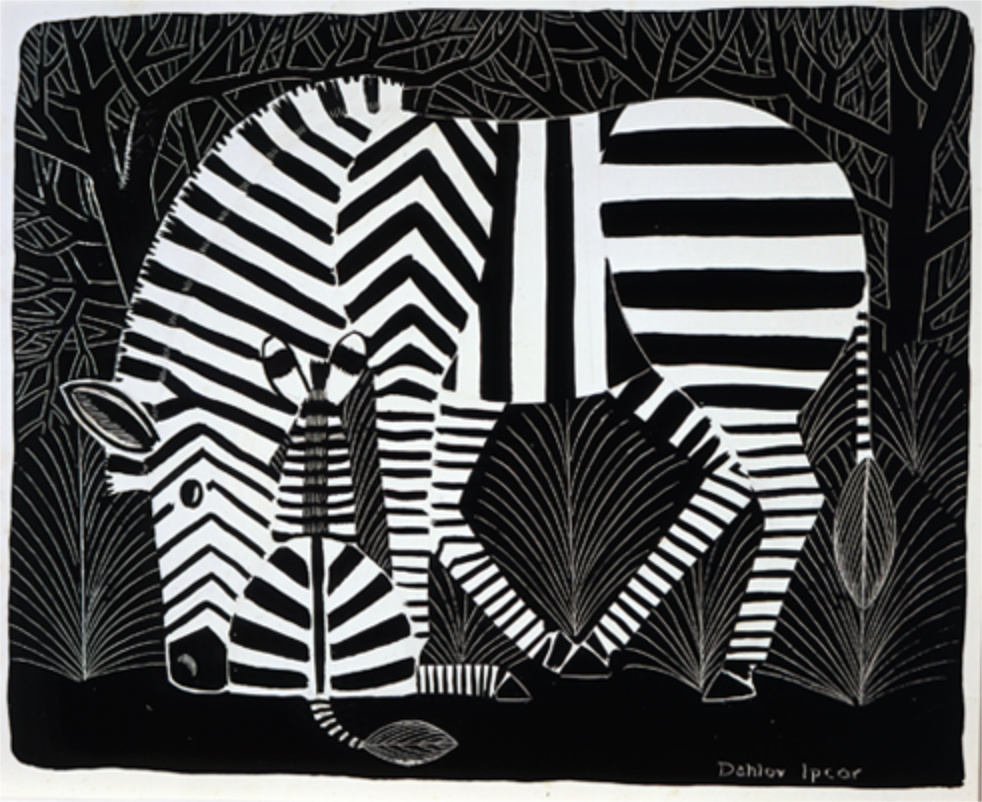 Zebra Mare & Foal by Dahlov Ipcar